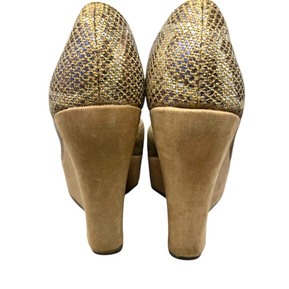 UGG Australia Toura Metallic Animal Print Peep-Toe D'Orsay Wedge - Picture 6 of 10